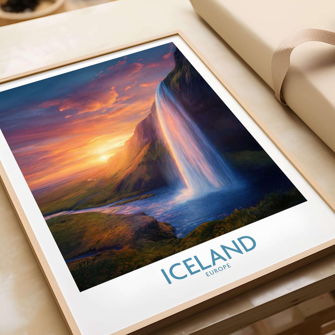 Iceland Waterfall Wall Art - Seljalandsfoss Scenic Print - Etsy
