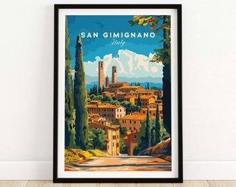 San Gimignano Travel Print Italy Travel Poster Italy Home Decor San Gimignano Artwork Poster Gift San Gimignano Illustration Art Lover Print