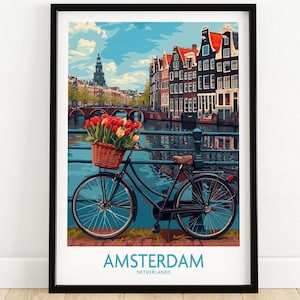 Amsterdam Wall Art Print Amsterdam Poster Amsterdam Gift Home Decor Art Netherlands Amsterdam Framed Poster Amsterdam Print Art Travel Print