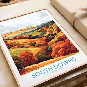 South Downs National Park Travel Poster South Downs Wall Art Print South Downs Poster Wall Decor Illustration South Downs Art Gift England