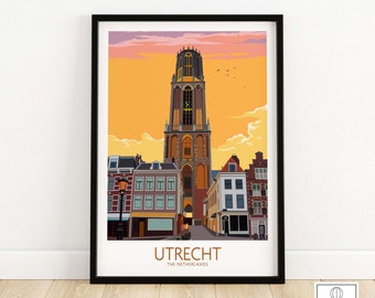 Utrechtse printposter | Kunst aan de muur afdrukken | Reisposter | Ingelijst en ingelijst cadeau