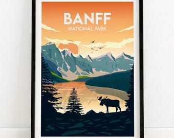 Póster del Parque Nacional Banff: Arte de la naturaleza canadiense (varios tamaños)