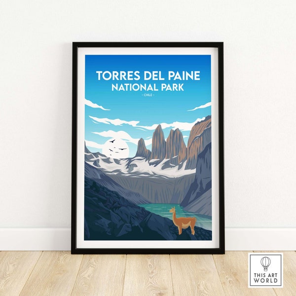 Torres del Paine Chile Print | National Park Poster | Patagonia Wall Art Print | Chilean Home Decor | Travel Poster | Gift Idea