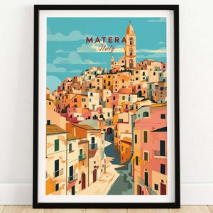Matera Poster Italy Italy Travel Poster Matera Artwork Poster Gift Italy Home Decor Matera Illustration Art Lover Italy Print