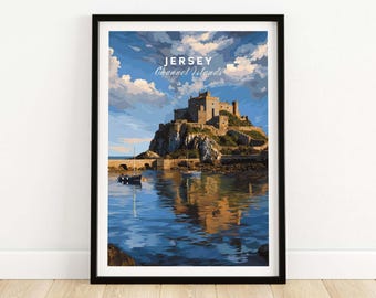 Impresión del castillo de Jersey Gorey / Decoración de pared de viaje a las Islas del Canal