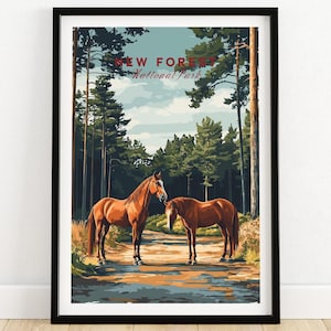 New Forest Print National Park Wand Kunst Druck Reise Poster Home Dekor Kunstwerk Poster Geschenk Digitale Illustration Home Art Lover Druck