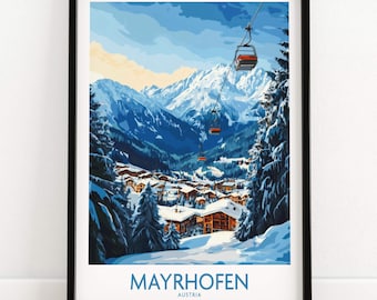 Mayrhofen Ski Resort Travel Print Wall Art Mayrhofen Home Décor Mayrhofen Gift Art Lovers Austria Art Lover Gift Print Art