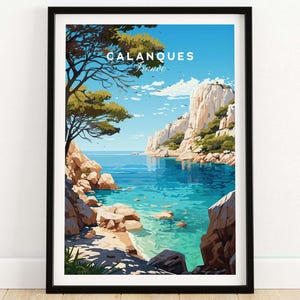 Calanques Poster Reiseplakat | Geburtstagsgeschenk | Hochzeitstag Geschenk | Bestes Geschenk für sie | Personalisiertes Wandkunst Geschenk für Ihn