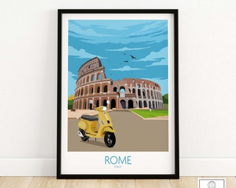 Rome Travel Poster | Rome Print | Rome Italy Wall Art | Roma Italian Decor | Rome Poster | Rome Gift | Framed & Unframed Art Print of Rome