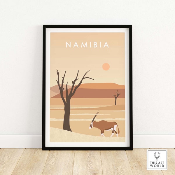 Namibia Print | Namibian Dunes Poster | Sossusvlei Desert Africa Wall Art | Namibia Gift Idea | Framed & Unframed Artwork