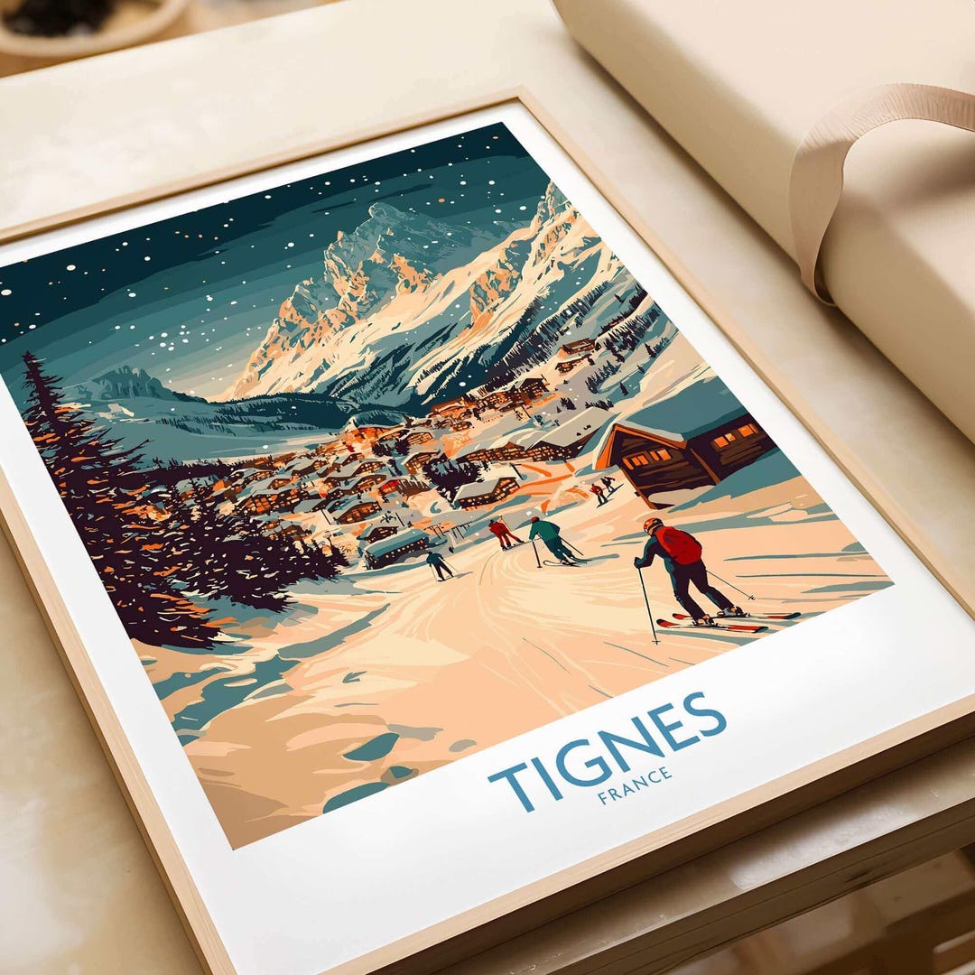 Tignes Ski Resort Travel Print Wall Art Tignes Home Décor Tignes Gift ...