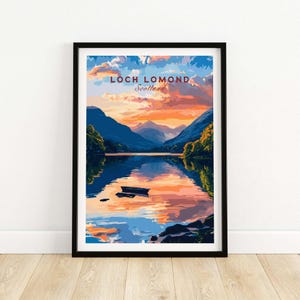 Loch Lomond, Scozia, Arte murale, Stampa artistica da parete Loch Lomond, Scozia, Arte murale per ufficio, Decorazione per la casa, Regalo per gli amanti dell&#39;arte scozzese, Decorazione per la casa