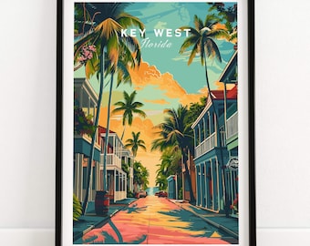Key West Wall Art Print - Florida Travel Poster Home Decor Key West Gift