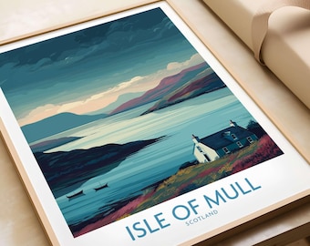 Isle of Mull Scotland Poster Print – Vintage Travel Wall Art, Scottish Island Decor, Nature Landscape Gift for Home & Office