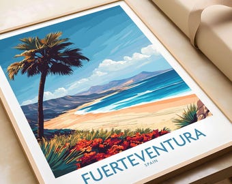 Fuerteventura Wall Art Print Travel Poster Fuerteventura Wall Decor Fuerteventura Art Lovers Gift Canary Islands Illustration Spain Art Gift