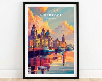 Poster Liverpool Engeland muurkunst print Liverpool woondecoratie cadeau Liverpool City Artwork