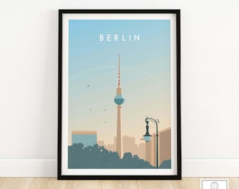 Berlin Poster | Travel Print Germany | Berlin Wall Art | Skyline Cityscape | Wanderlust Minimalist Unframed & Framed Travel Poster Gift