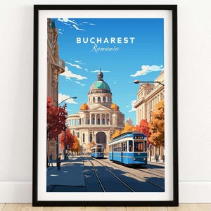 Bucharest Poster Romania Travel Poster | Birthday present | Wedding anniversary gift | Art Print