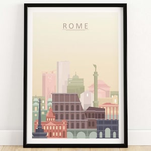 Rome Skyline Print | Wall Art Poster | Rome City Wall Art | Rome Italy Wall Decor | Rome Gift Idea | Rome Cityscape Minimalist Roma Print
