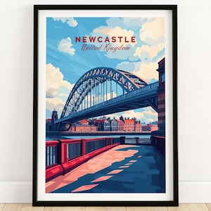 Newcastle Travel Print Newcastle upon Tyne Travel Poster Birthday Present Newcastle upon Tyne Wedding Anniversary gift