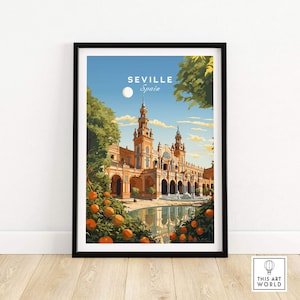 Seville Spain Poster Wall Art Travel Print | Home Décor Poster Gift | Digital Illustration Artwork Wall Hanging | Framed & Unframed Print