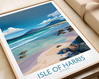 Isle of Harris Poster Scotland Wall Art – Hebridean Seascape Decor, Clear Waters Coastal Print, Scottish Landscape Home Decoration
