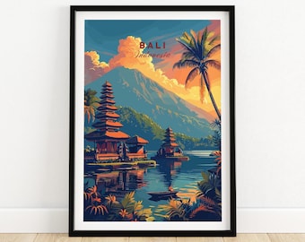 Bali Wall Art Print - Indonesia Travel Poster Bali Artwork Poster Gift Indonesia Home Decor Bali Illustration Art Lover Indonesia Print