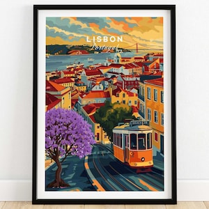 Poster da parete di Lisbona, stampa di Lisbona, poster di viaggio di Lisbona, decorazione per la casa, poster artistico, regalo, illustrazione digitale, stampa per amanti dell'arte domestica