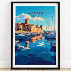 Antibes Print  French Coastal Art Travel Poster Antibes Artwork Poster Gift