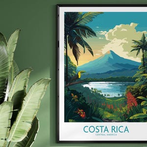 Costa Rica-muurkunst reisafdruk | Woondecoratie poster cadeau | Digitaal illustratiekunstwerk