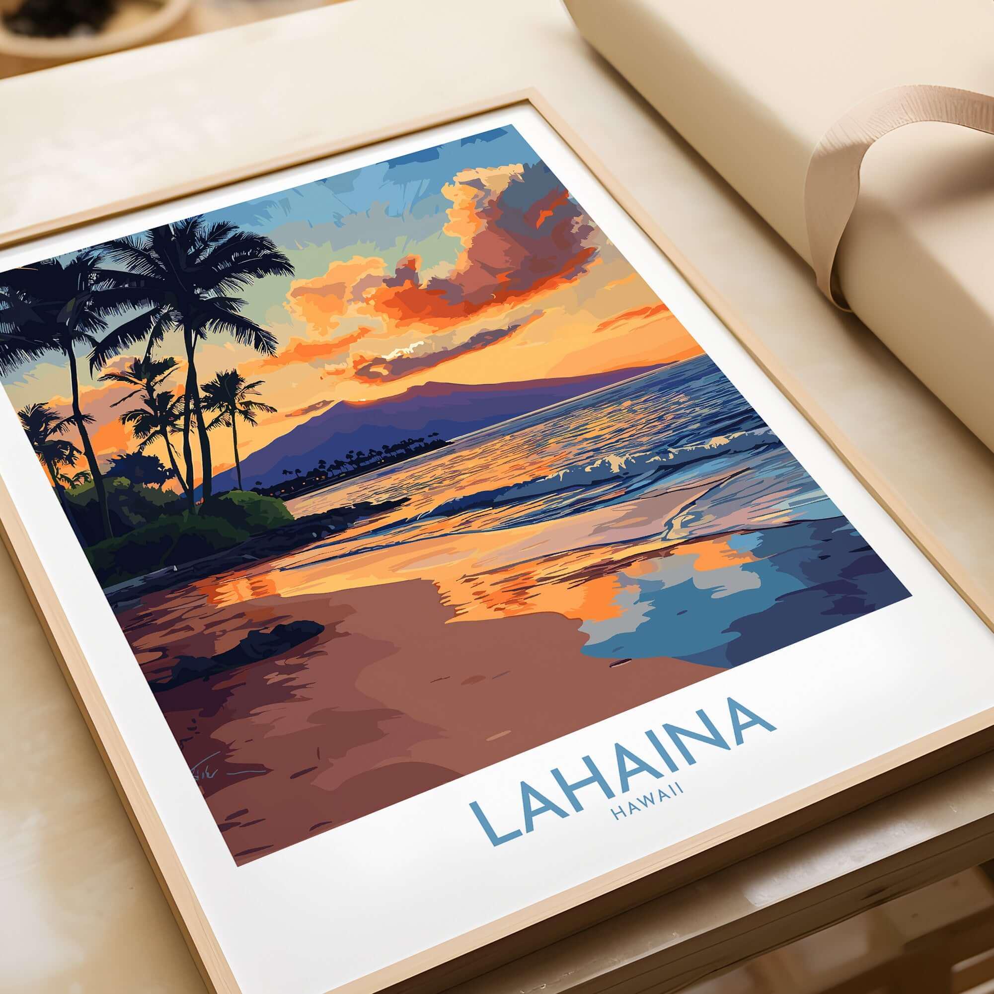 Lahaina Maui Wall Art Print Hawaii Beach Poster Maui Home Decor Hawaii Gift Art Lovers Maui Art Home Decor Hawaiian Island Wall Art