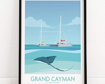 Grand Cayman Art Print Poster | Wall Art | Travel Poster | Framed & Unframed Artwork | Art Print Gift Idea