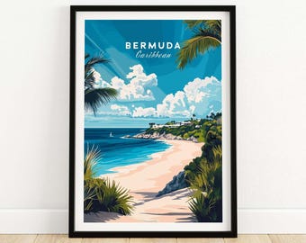 Bermuda Wall Art Print Travel Poster Home Decor Bermuda Artwork Poster Gift Bermuda Illustration Art Lover Print