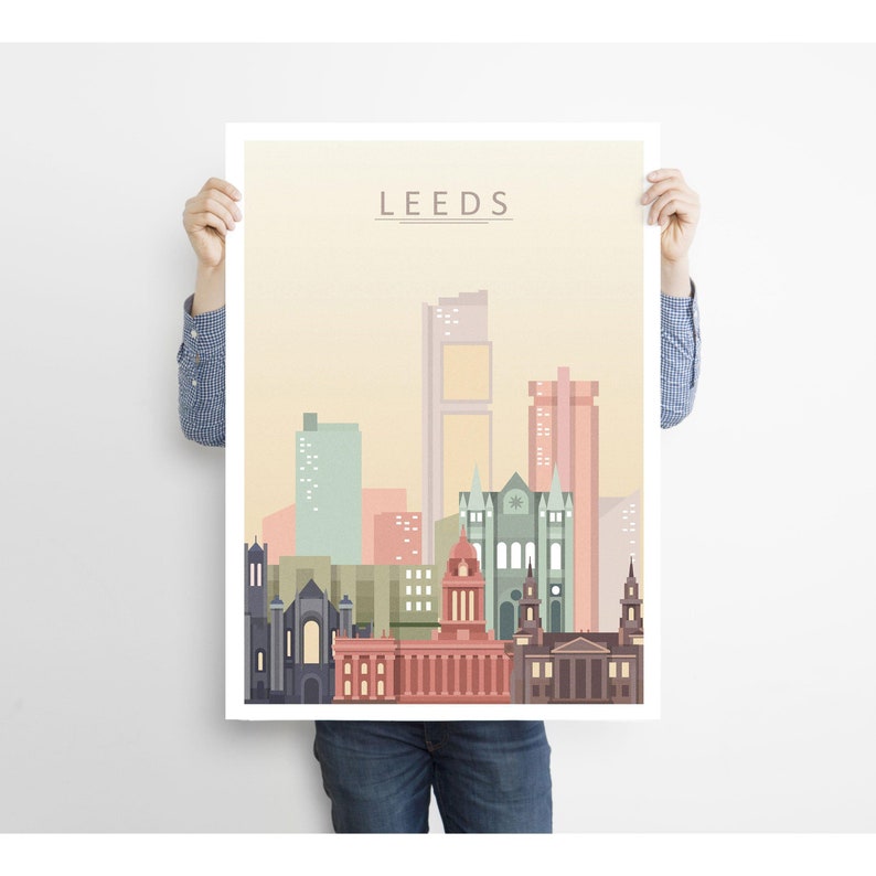 Leeds Print Leeds Skyline Wall Art Leeds UK Poster Leeds Etsy