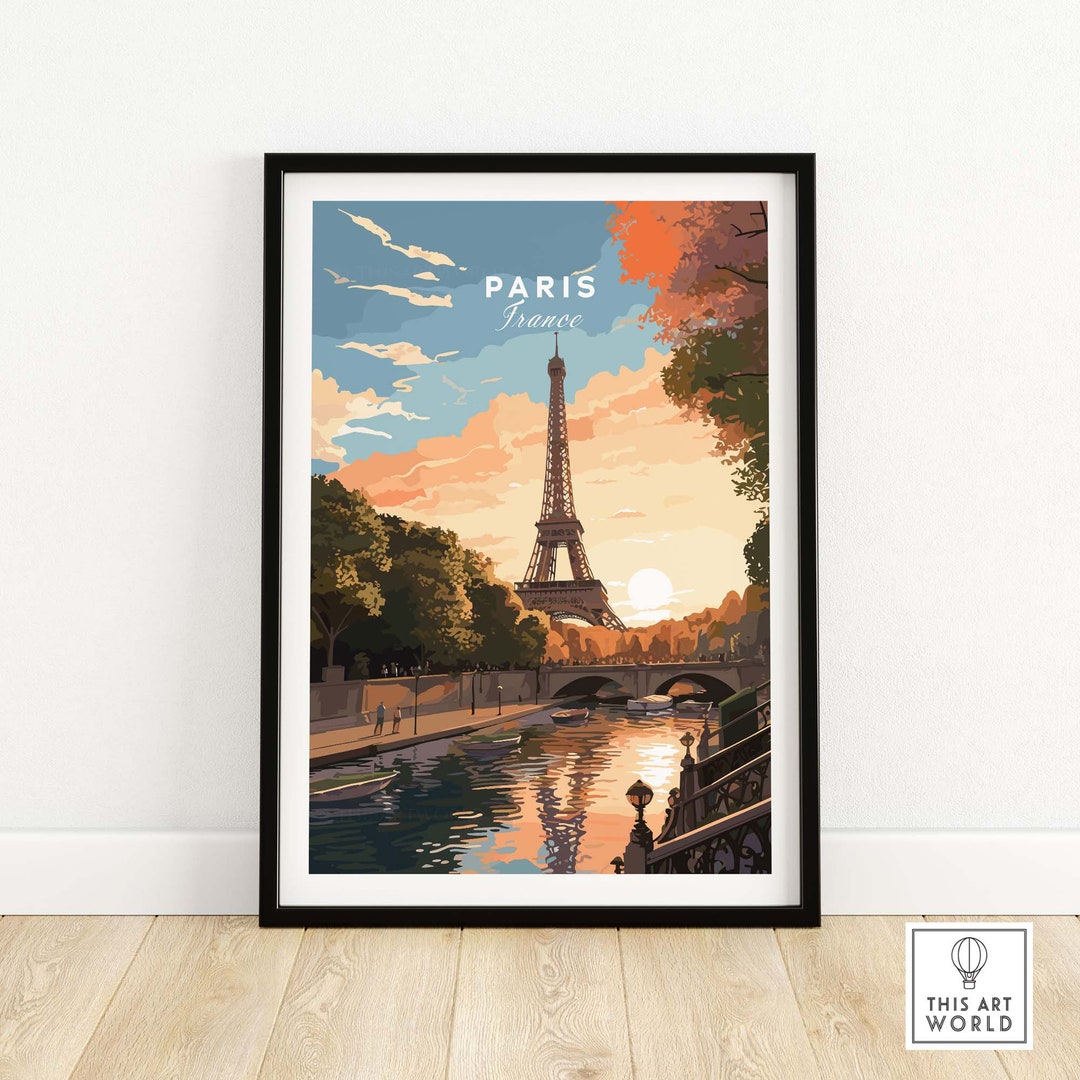Paris Print Travel Poster Birthday Present Wedding Anniversary Gift Art ...