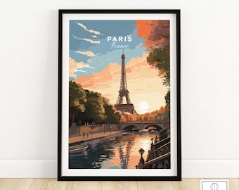 Paris Print | Travel Poster | Birthday present | Wedding anniversary gift | Art Print