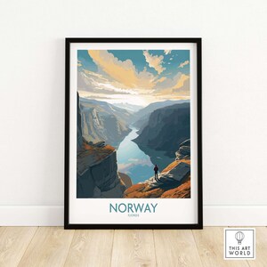 Fjords Wall Art Travel Print | Home Décor Poster Gift | Digital Illustration Artwork