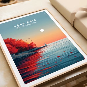 Lake Erie Wall Art Travel Print Lake Erie Wall Art Poster Lake Erie Gift Home Decor Art Lover Gift Lake Erie Artwork