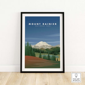 Mount Rainier Wall Art | National Park Print | Wall Art Home Decor |  Print with Border