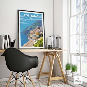 Positano Wall Art Vintage Travel Poster Italy | Italian Coastal Print | Framed & Unframed Gift Idea | Mediterranean Home Decor image 3