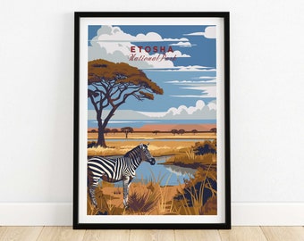 Etosha Wall Art Art Print Travel Print Home Décor Poster Gift Digital Illustration Artwork