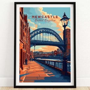 Newcastle Print Newcastle upon Tyne Travel Print Wall Art Newcastle Wall Hanging Home Decor Newcastle Gift Art Lovers   Wall Art Print
