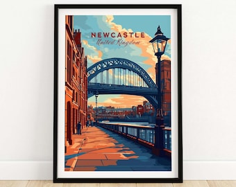 Newcastle Print Newcastle upon Tyne Travel Print Wall Art Newcastle Wall Hanging Home Decor Newcastle Gift Art Lovers Wall Art Print