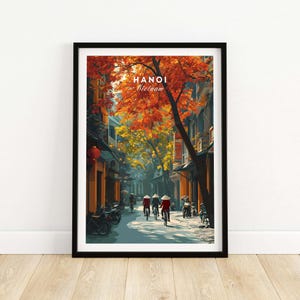 Hanoi Poster Vietnam Wall Art – Iconic City Street Print, Vintage Travel Decor, Vietnamese Urban Landscape, Gift for Travelers & Art Lovers