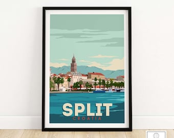 Split Print | Croatia Travel Poster | Split Wall Art Decor | Croatian Wall Decor | Dalmatian Coast Artwork | Croatia Gift