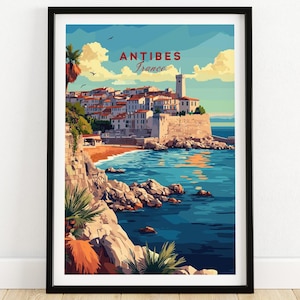 Antibes Wall Art Print Travel Poster  Home Decor Antibes Artwork Poster Gift Antibes Illustration Art Lover  Print