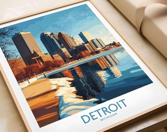 Detroit Poster Detroit Wall Art Print Michigan Office Wall Art Home Decor Michigan Gift Art Lovers Detroit Art Home Decor Framed wall art
