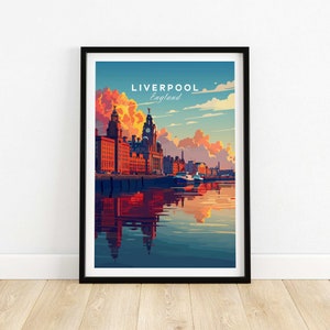 Liverpool Travel Poster Liverpool Wall Art Print Liverpool Illustration Gift Liverpool Home Decor Liverpool City Art Present