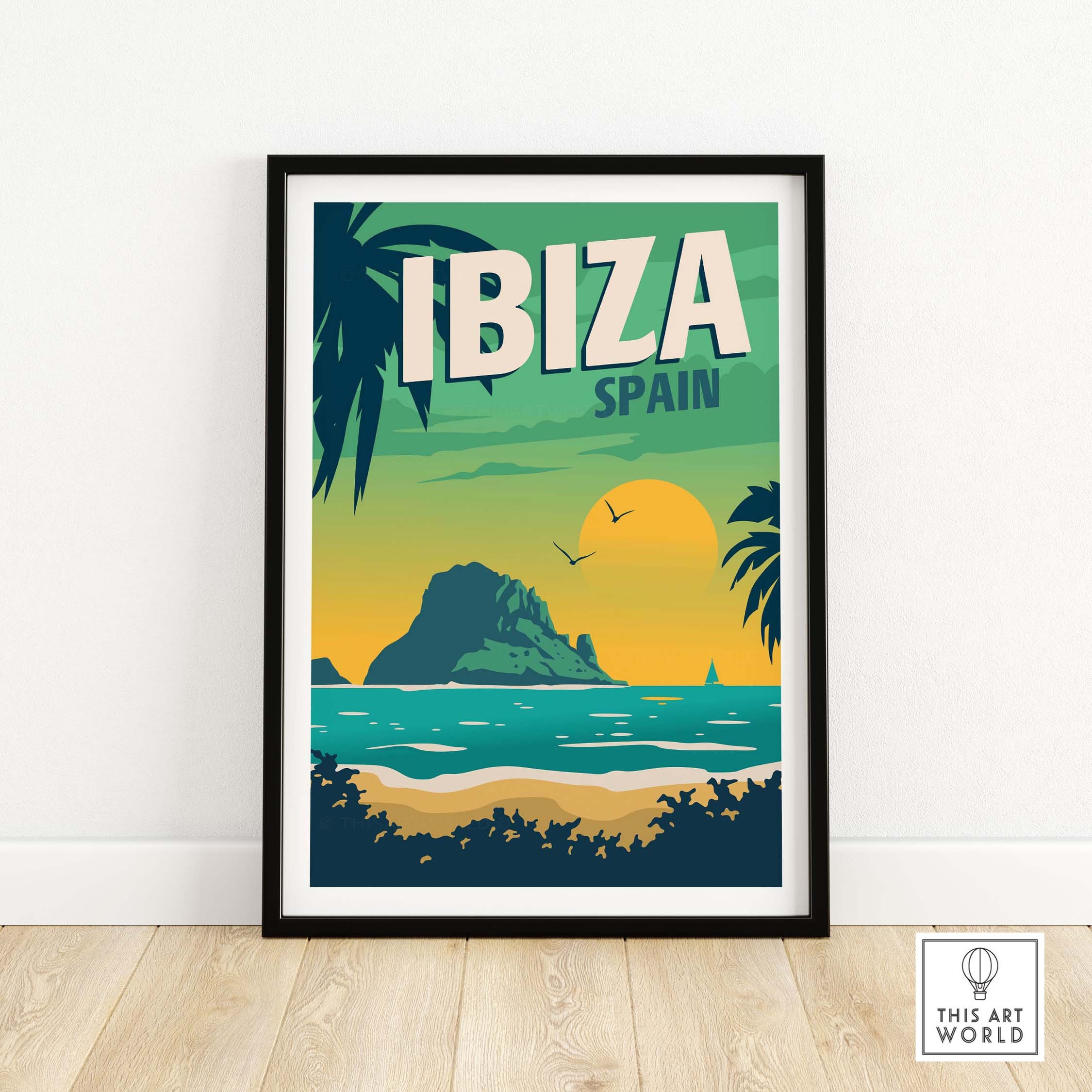 Ibiza Print Retro Travel Poster of Spain Ibiza Fine Art 