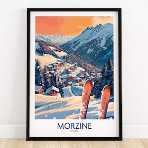Ski Wand Kunst Morzine Skihütte Druck Wohnkultur Ski Zimmer Kunst Familiengeschenk Frankreich Geschenk Kunstliebhaber Ski Kunst Morzine Poster Wintersport Kunst
